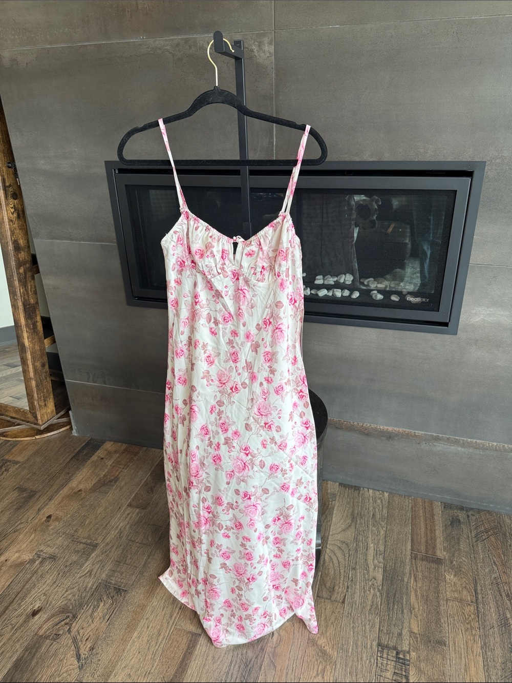 Emerald Sundae Pink Floral Midi Slip Dress